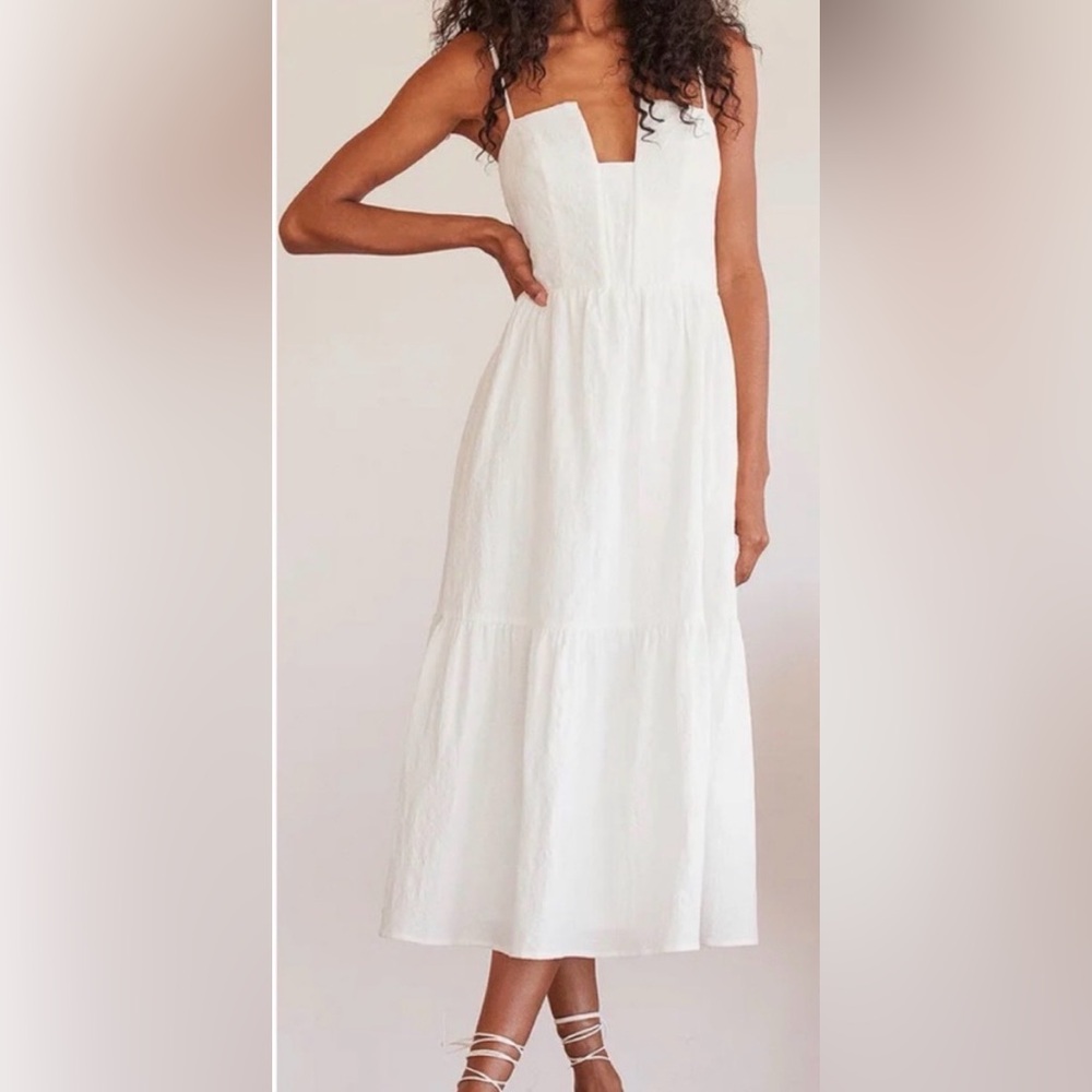 Lulus Simplicity and Sweetness White Tiered Midi Dress M